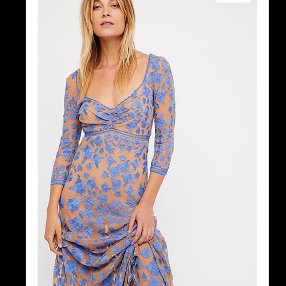 NWT - For love & lemons Temecula blue floral Maxi dress - Picture 2 of 9